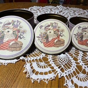 Set of Three Decorative Bunny Tins